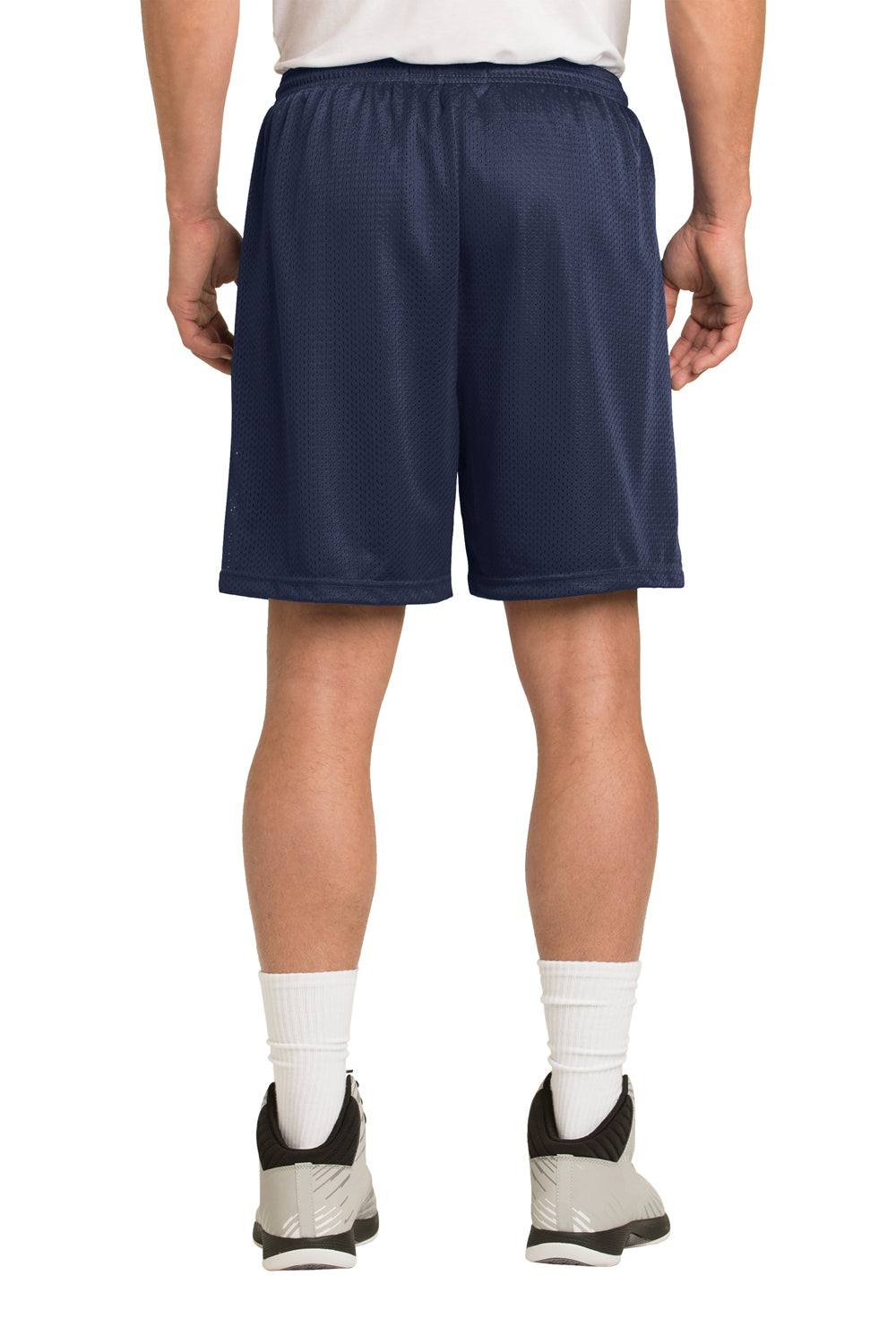 Sport-Tek ST510 Mens Moisture Wicking Classic Mesh Shorts True Navy Blue Model Back