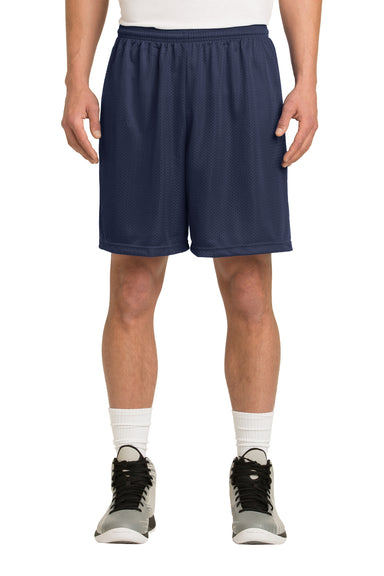 Sport-Tek ST510 Mens Moisture Wicking Classic Mesh Shorts True Navy Blue Model Front