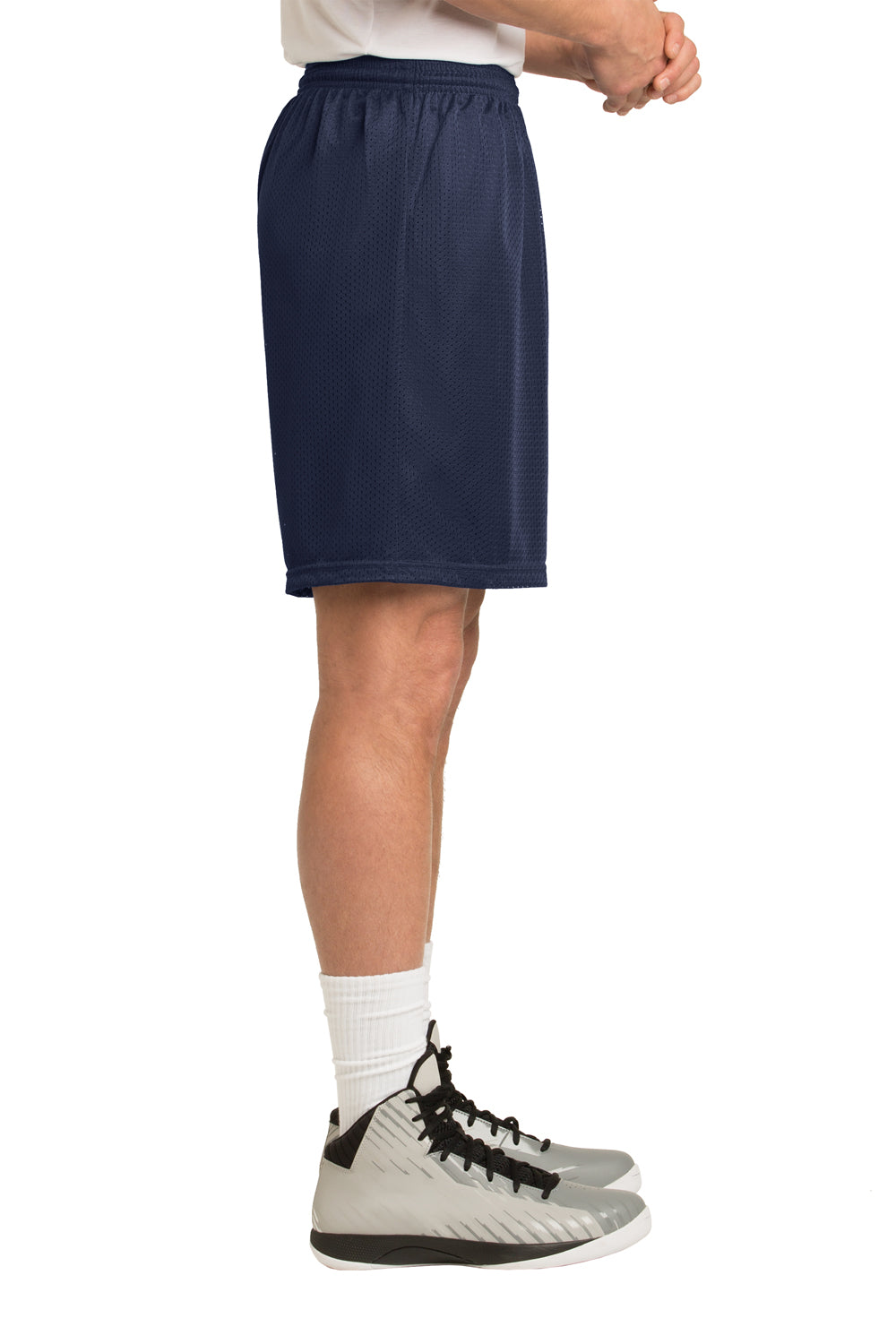 Sport-Tek ST510 Mens Moisture Wicking Classic Mesh Shorts True Navy Blue Model Side