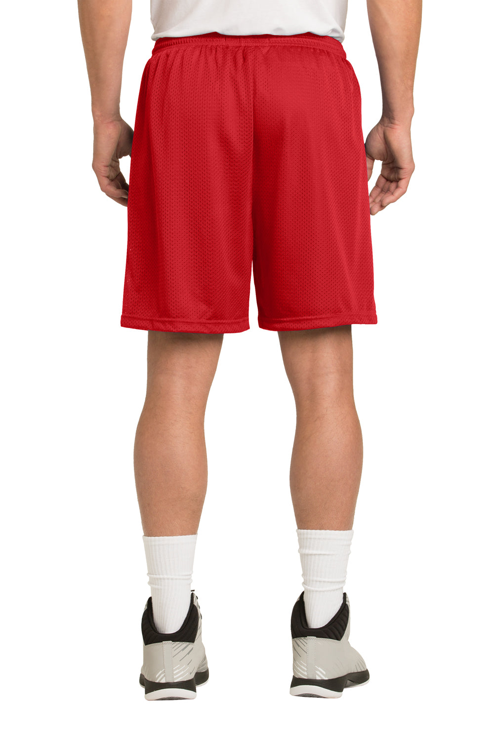 Sport-Tek ST510 Mens Moisture Wicking Classic Mesh Shorts True Red Model Back