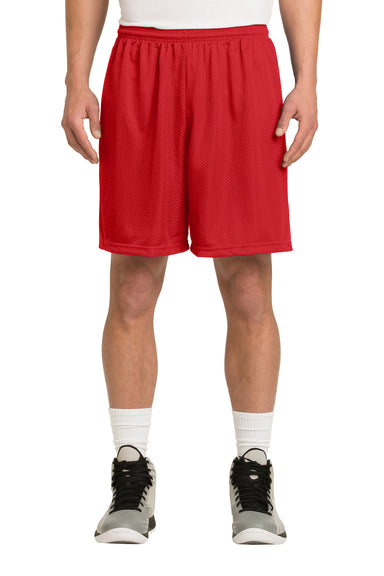 Sport-Tek ST510 Mens Moisture Wicking Classic Mesh Shorts True Red Model Front