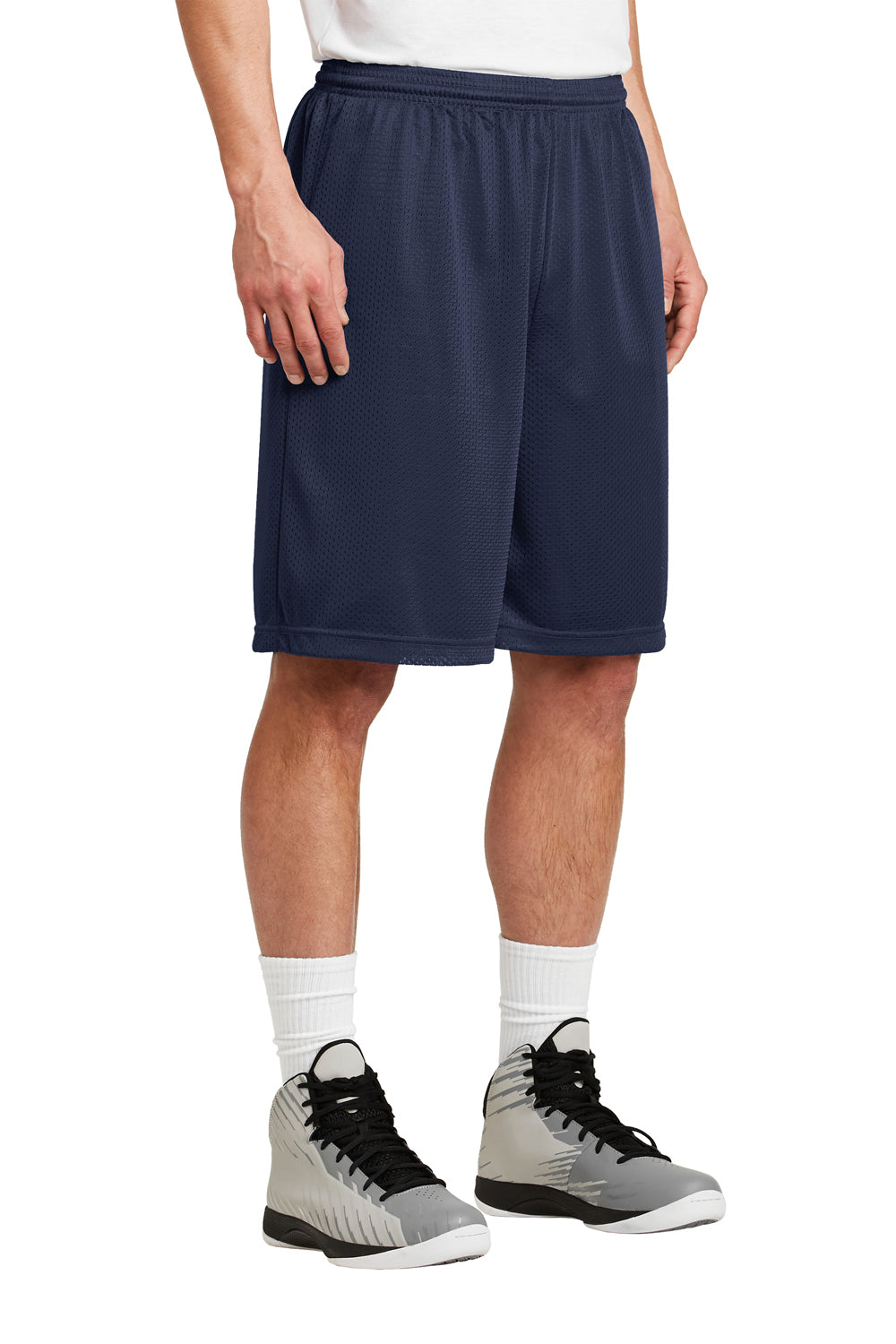 Sport-Tek ST515 Mens Moisture Wicking Classic Mesh Long Shorts True Navy Blue Model 3q