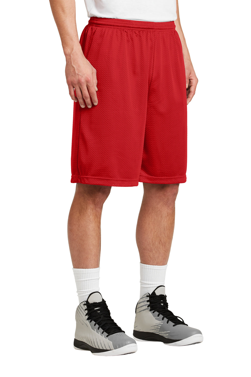 Sport-Tek ST515 Mens Moisture Wicking Classic Mesh Long Shorts True Red Model 3q