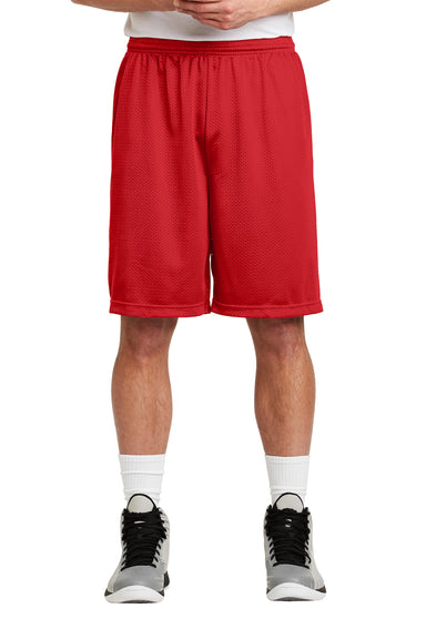 Sport-Tek ST515 Mens Moisture Wicking Classic Mesh Long Shorts True Red Model Front