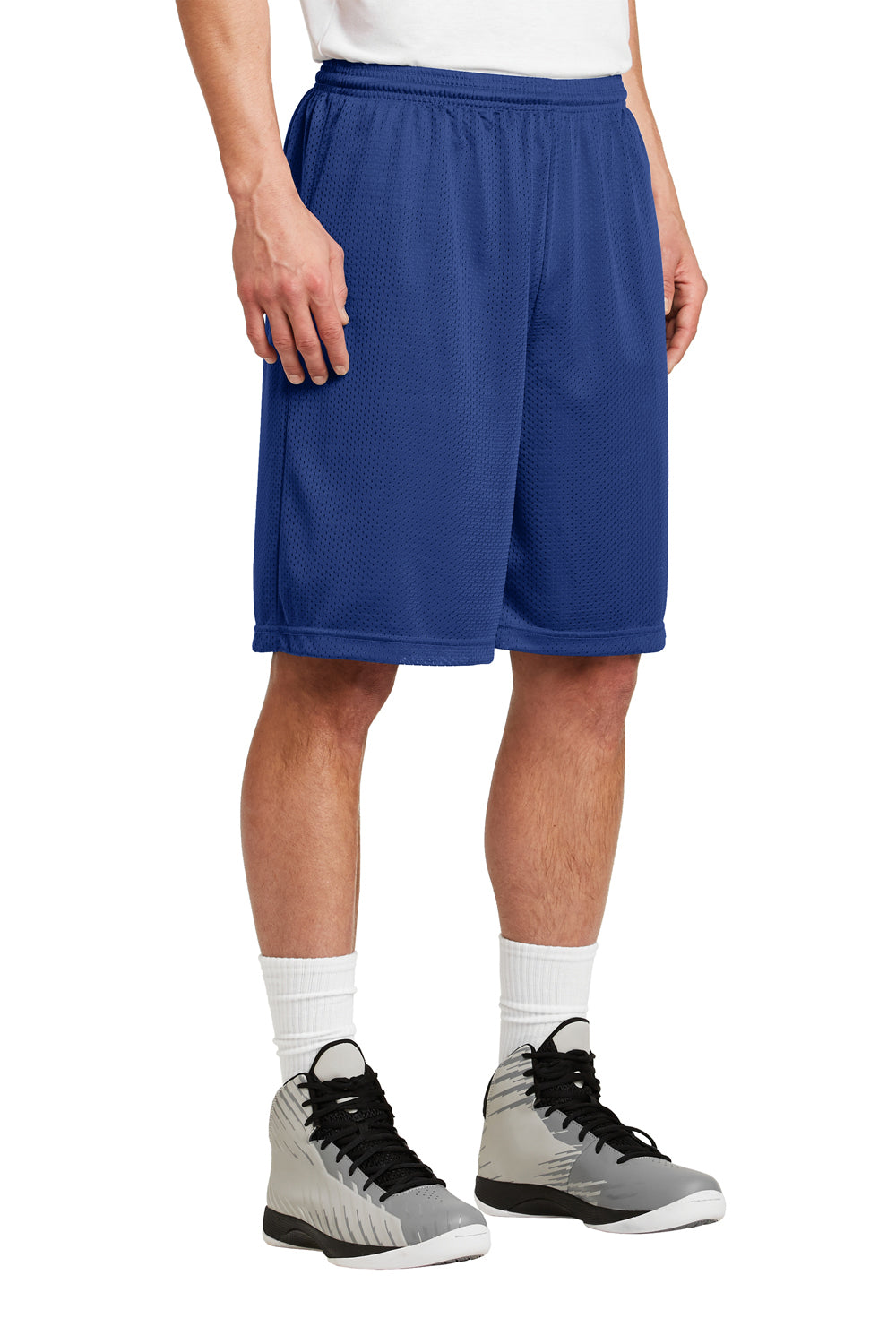 Sport-Tek ST515 Mens Moisture Wicking Classic Mesh Long Shorts True Royal Blue Model 3q