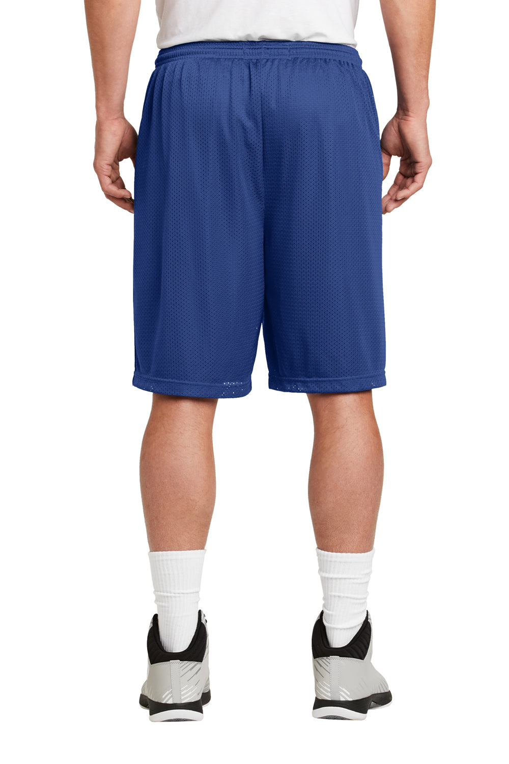 Sport-Tek ST515 Mens Moisture Wicking Classic Mesh Long Shorts True Royal Blue Model Back