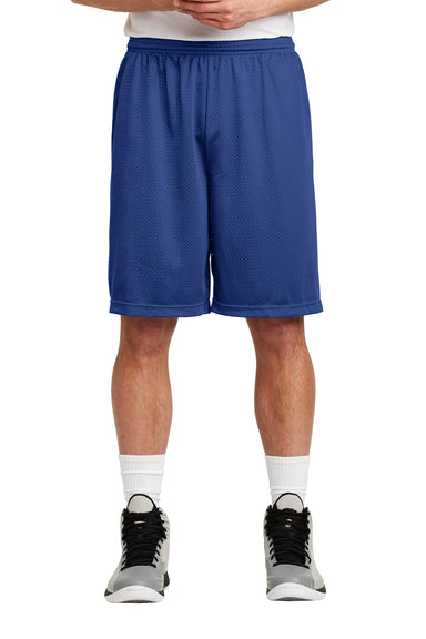 Sport-Tek ST515 Mens Moisture Wicking Classic Mesh Long Shorts True Royal Blue Model Front