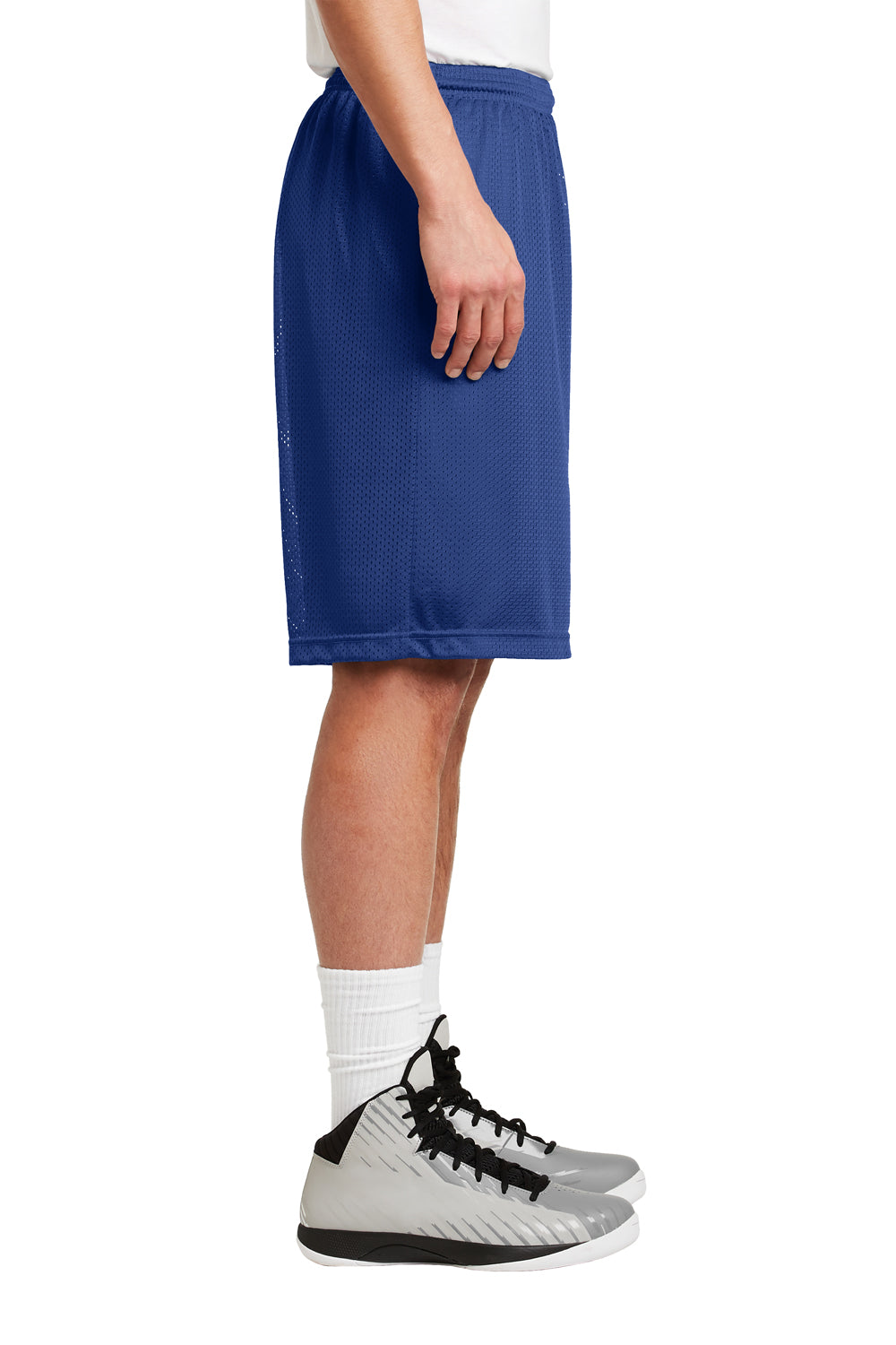 Sport-Tek ST515 Mens Moisture Wicking Classic Mesh Long Shorts True Royal Blue Model Side