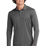 Sport-Tek Mens Moisture Wicking Long Sleeve Polo Shirt - Dark Smoke Grey