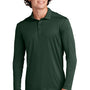 Sport-Tek Mens Moisture Wicking Long Sleeve Polo Shirt - Forest Green