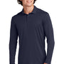 Sport-Tek Mens Moisture Wicking Long Sleeve Polo Shirt - True Navy Blue