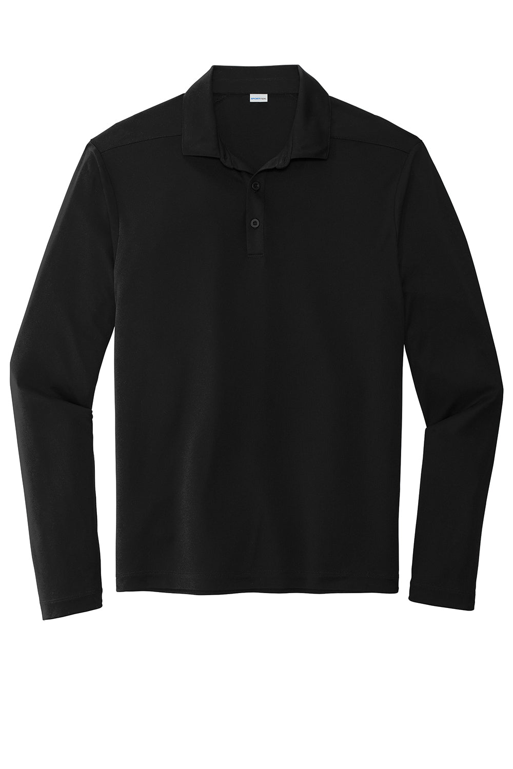 Sport-Tek ST520LS Mens Moisture Wicking Long Sleeve Polo Shirt Black Flat Front