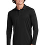 Sport-Tek Mens Moisture Wicking Long Sleeve Polo Shirt - Black