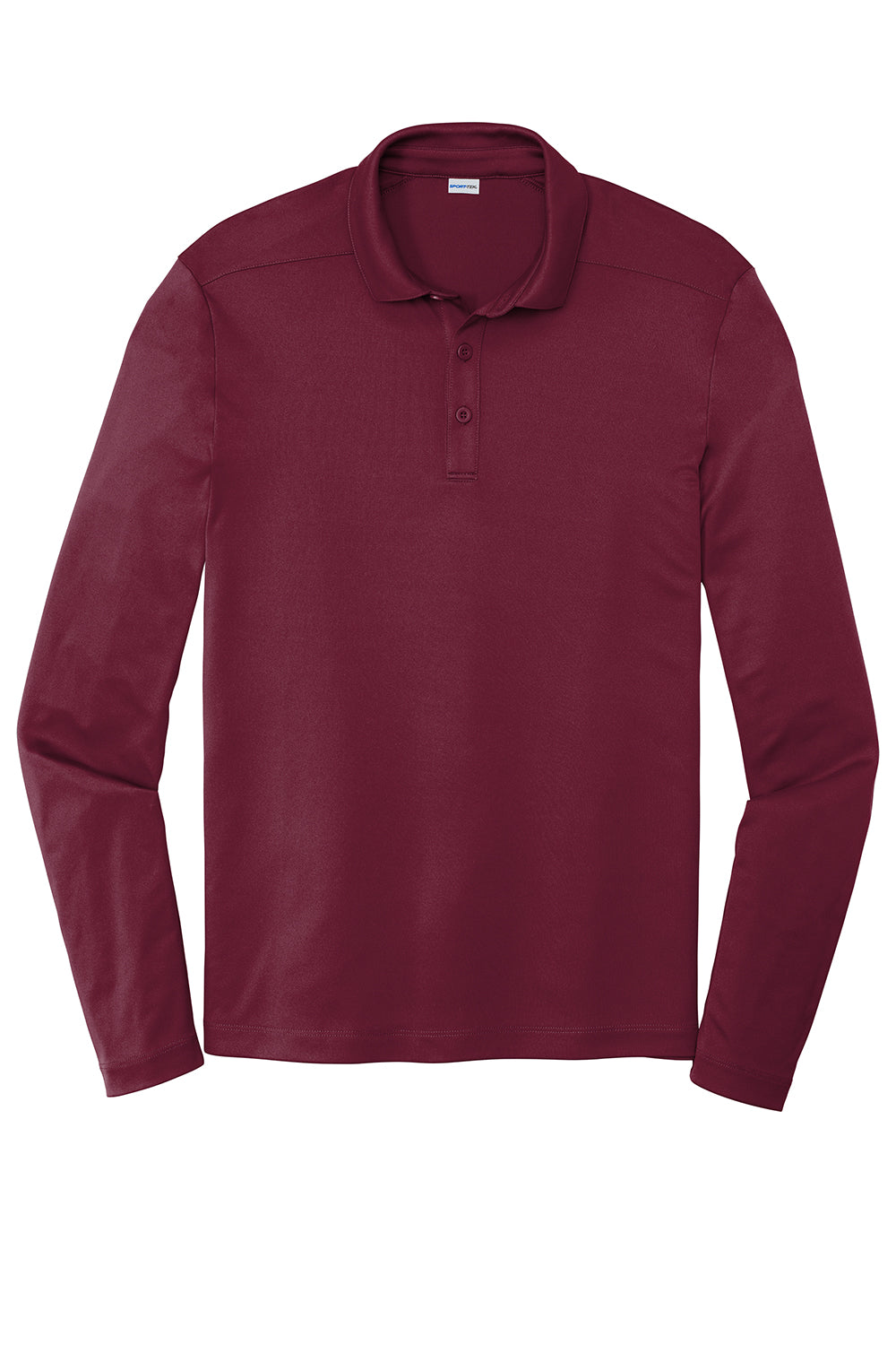 Sport-Tek ST520LS Mens Moisture Wicking Long Sleeve Polo Shirt Cardinal Red Flat Front