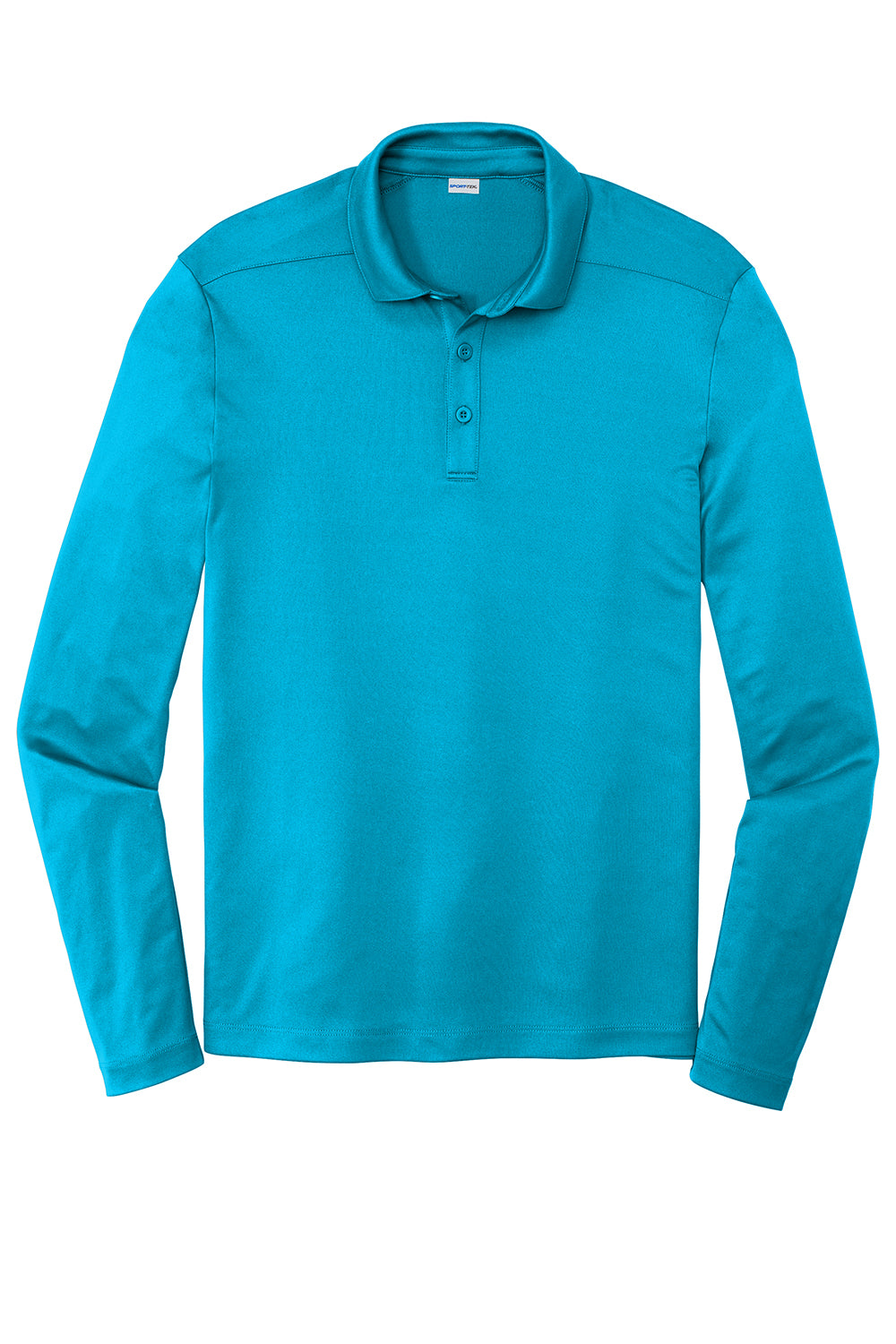 Sport-Tek ST520LS Mens Moisture Wicking Long Sleeve Polo Shirt Sapphire Blue Flat Front