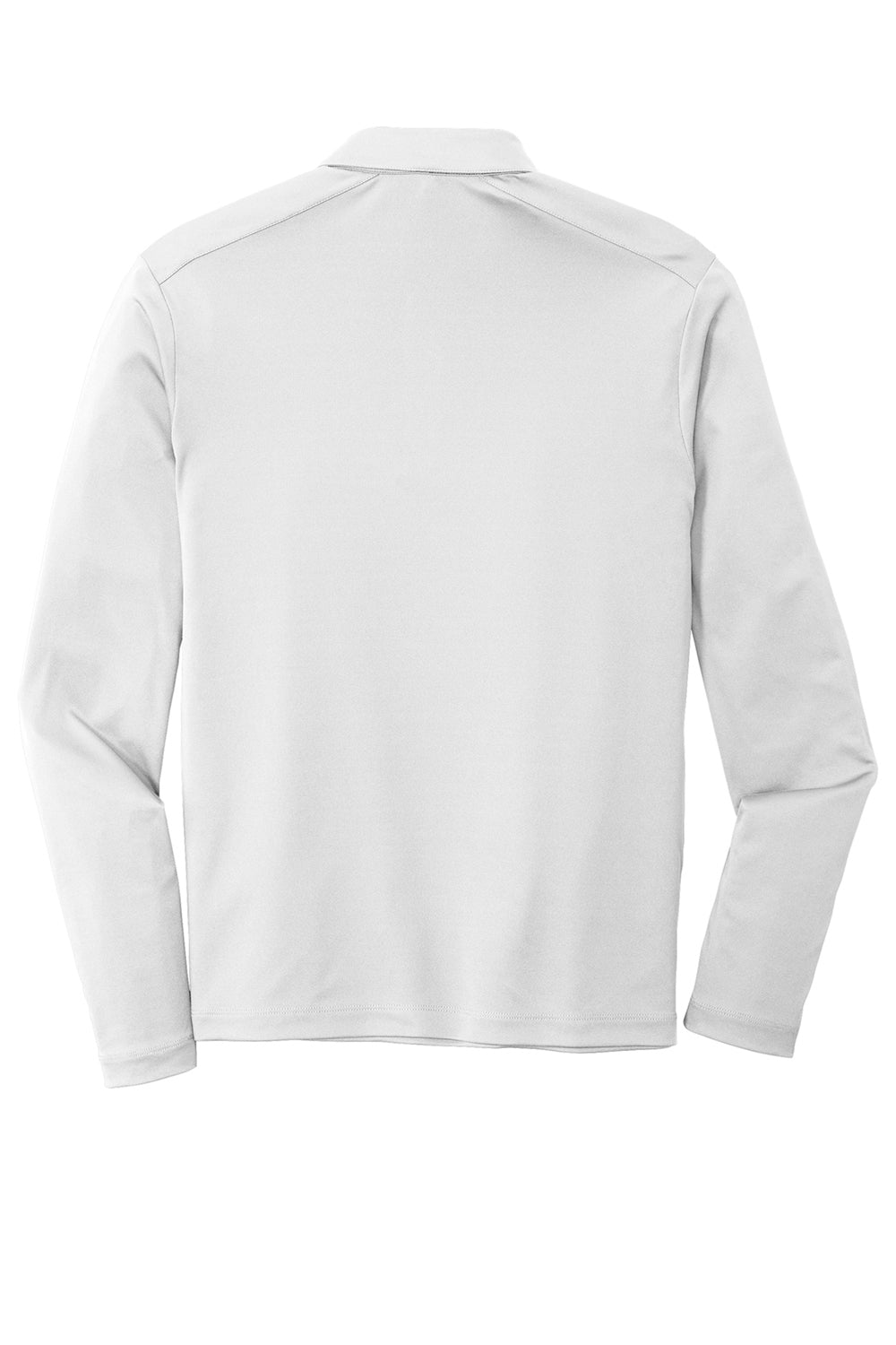 Sport-Tek ST520LS Mens Moisture Wicking Long Sleeve Polo Shirt White Flat Back