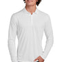 Sport-Tek Mens Moisture Wicking Long Sleeve Polo Shirt - White