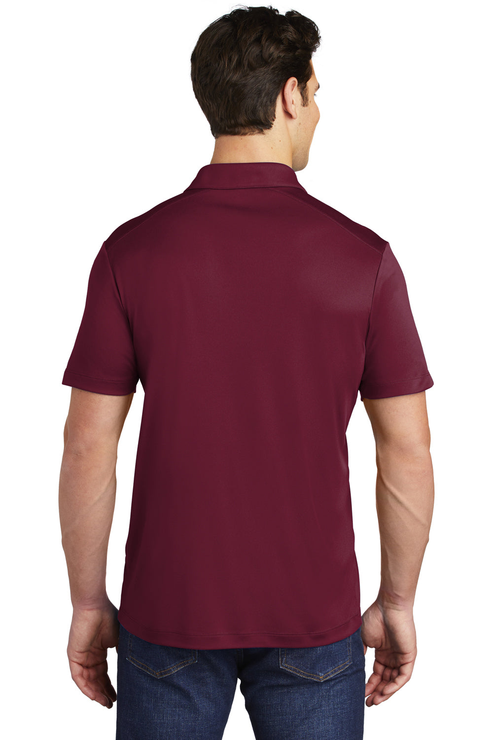 Sport-Tek ST520 Mens Moisture Wicking Short Sleeve Polo Shirt Cardinal Red Model Back