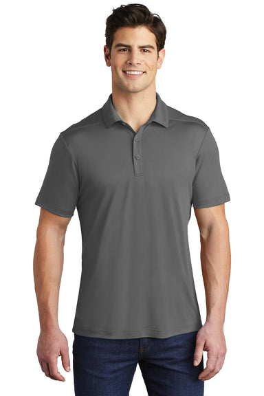 Sport-Tek ST520 Mens Moisture Wicking Short Sleeve Polo Shirt Dark Smoke Grey Model Front