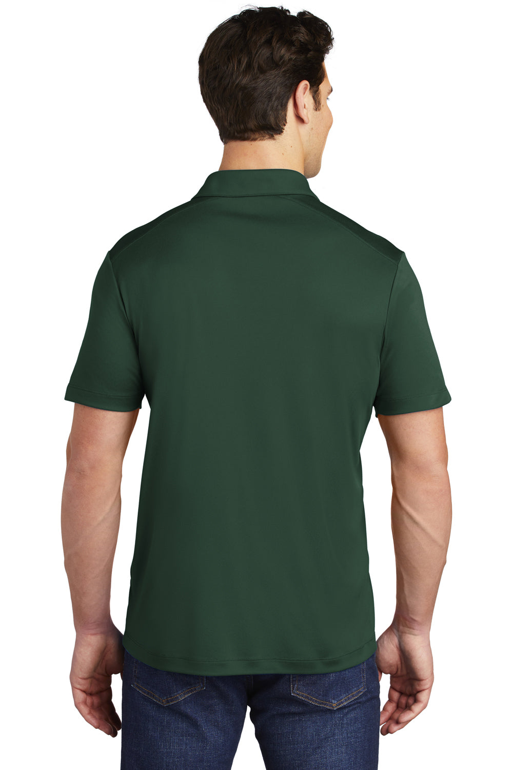 Sport-Tek ST520 Mens Moisture Wicking Short Sleeve Polo Shirt Forest Green Model Back