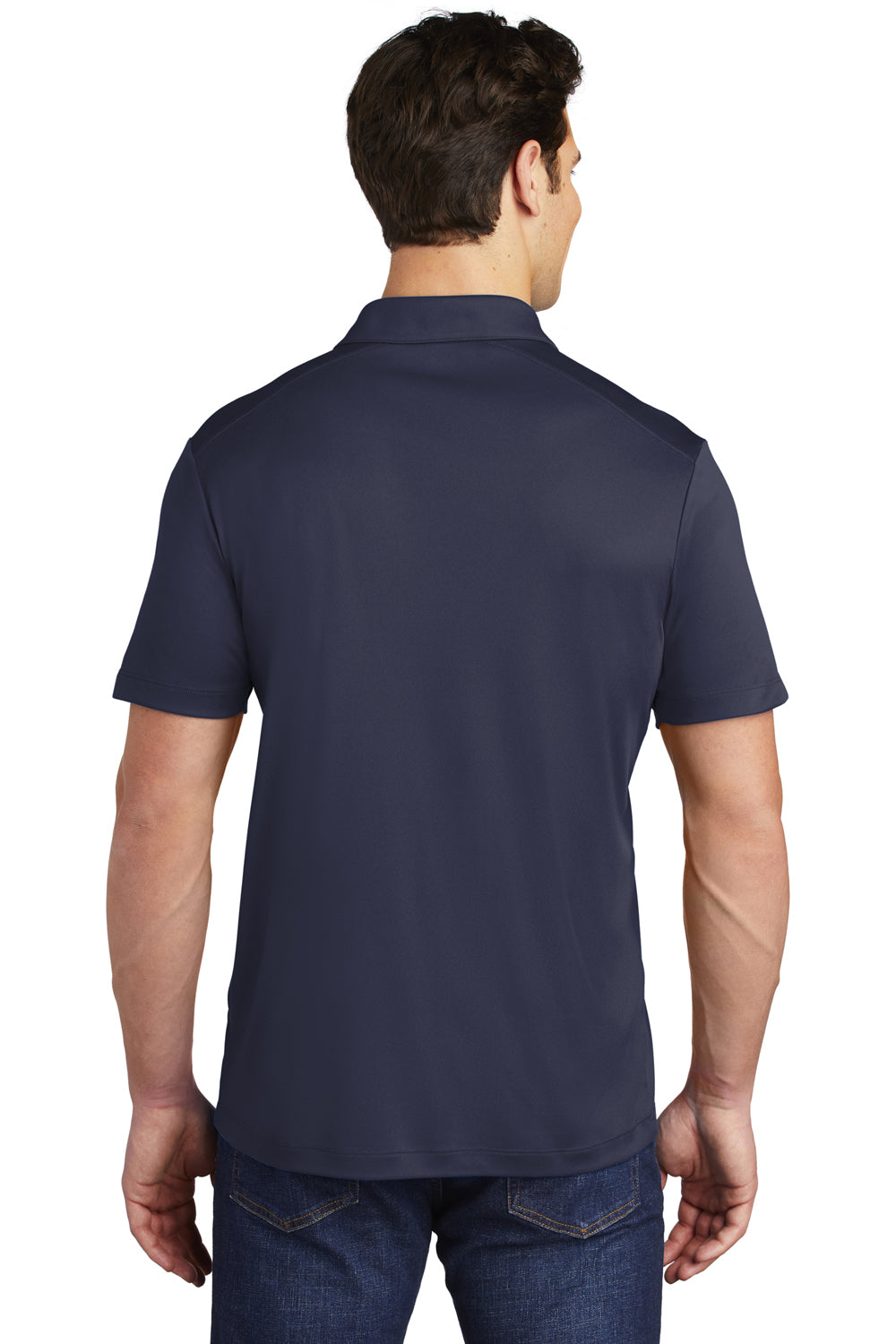 Sport-Tek ST520 Mens Moisture Wicking Short Sleeve Polo Shirt True Navy Blue Model Back