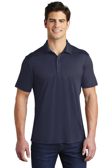 Sport-Tek ST520 Mens Moisture Wicking Short Sleeve Polo Shirt True Navy Blue Model Front