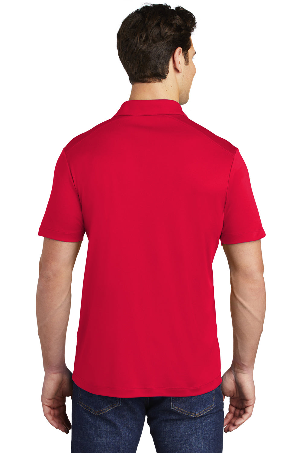 Sport-Tek ST520 Mens Moisture Wicking Short Sleeve Polo Shirt True Red Model Back