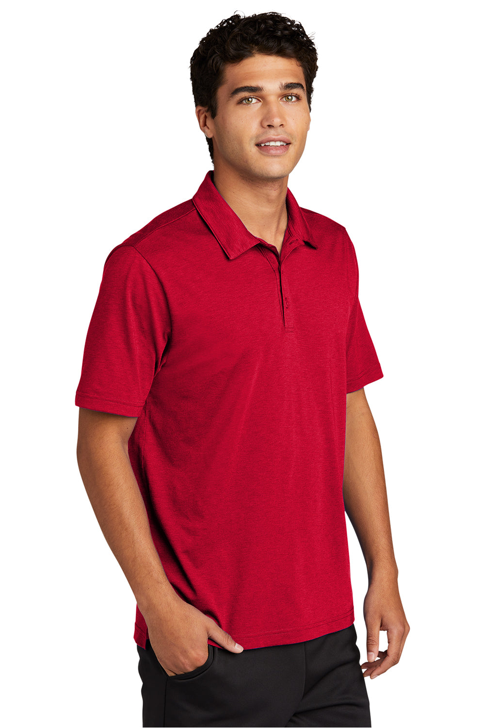 Sport-Tek ST530 Mens Strive Moisture Wicking Short Sleeve Polo Shirt Deep Red Model 3q