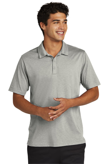 Sport-Tek ST530 Mens Strive Moisture Wicking Short Sleeve Polo Shirt Silver Grey Model Front