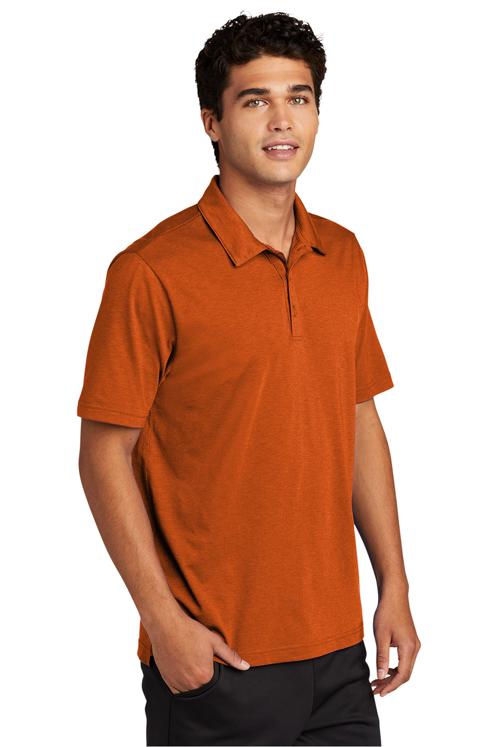 Sport-Tek ST530 Mens Strive Moisture Wicking Short Sleeve Polo Shirt Texas Orange Model 3q