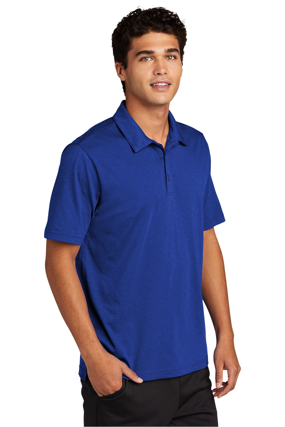 Sport-Tek ST530 Mens Strive Moisture Wicking Short Sleeve Polo Shirt True Royal Blue Model 3q