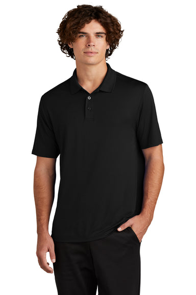 Sport-Tek ST535 Mens Sideline Moisture Wicking Short Sleeve Polo Shirt Black Model Front