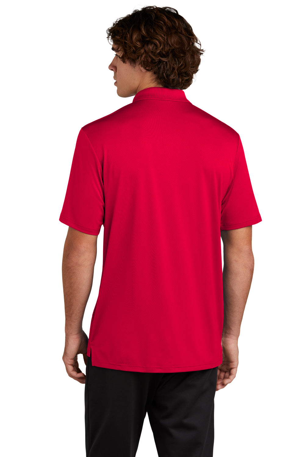 Sport-Tek ST535 Mens Sideline Moisture Wicking Short Sleeve Polo Shirt Deep Red Model Back