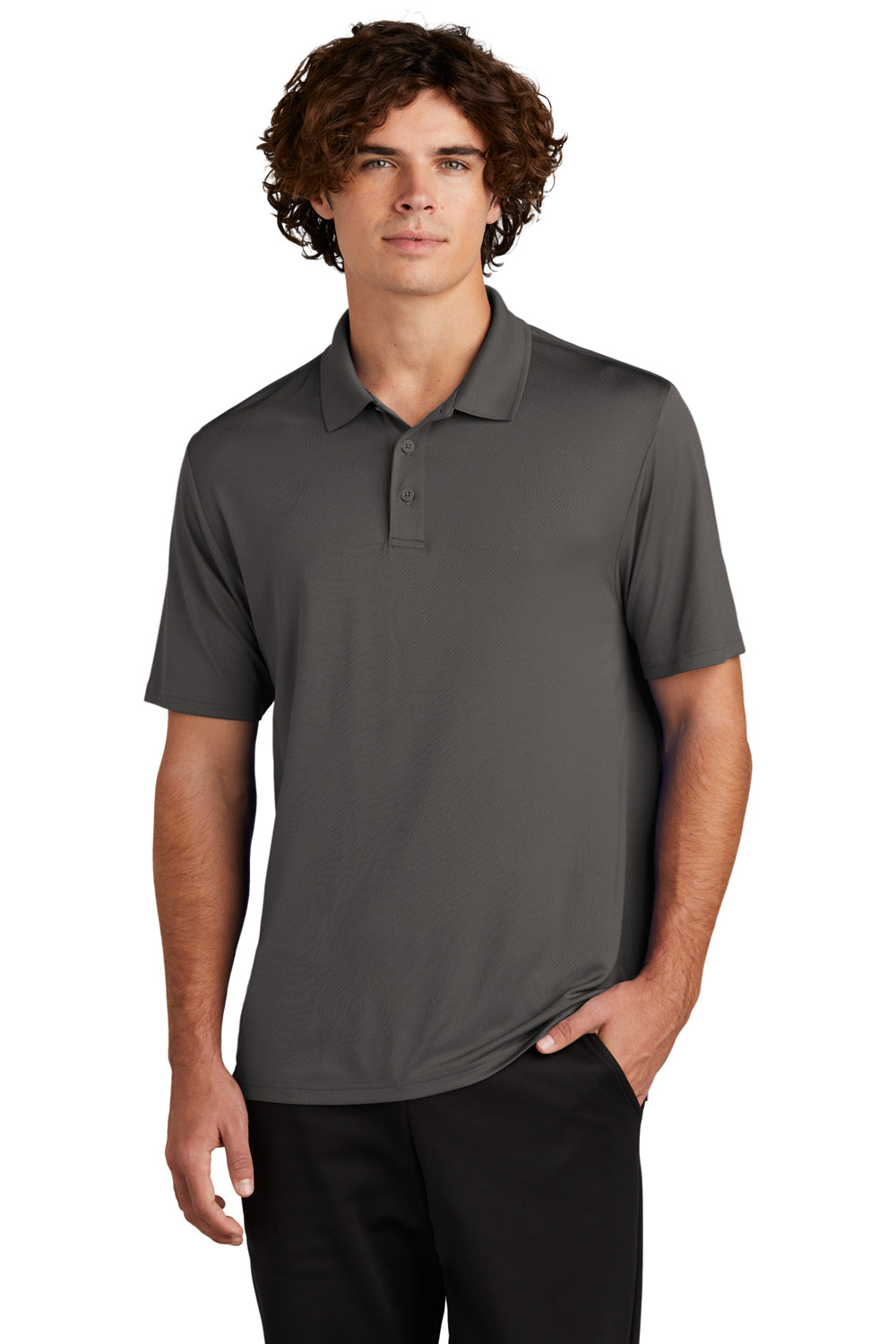 Sport-Tek ST535 Mens Sideline Moisture Wicking Short Sleeve Polo Shirt Graphite Grey Model Front