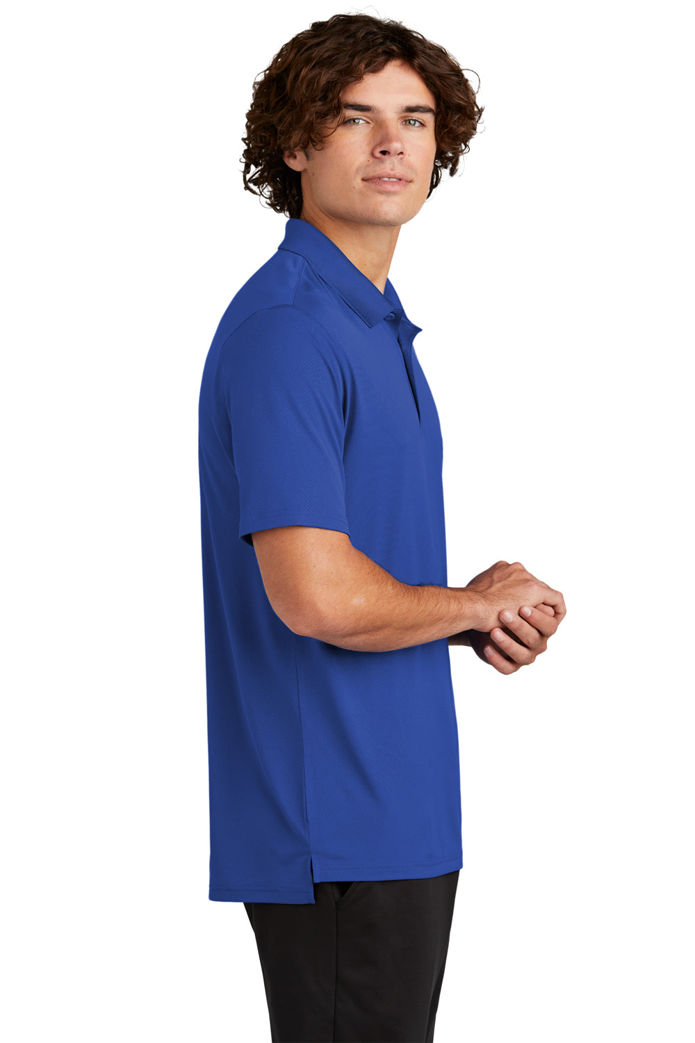 Sport-Tek ST535 Mens Sideline Moisture Wicking Short Sleeve Polo Shirt True Royal Blue Model Side