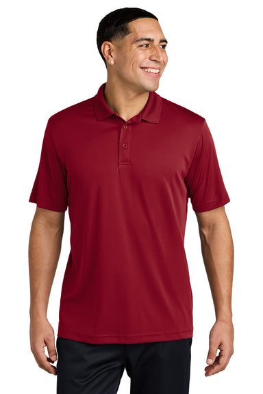 Sport-Tek ST550 Mens Competitor Moisture Wicking Short Sleeve Polo Shirt Deep Red Model Front