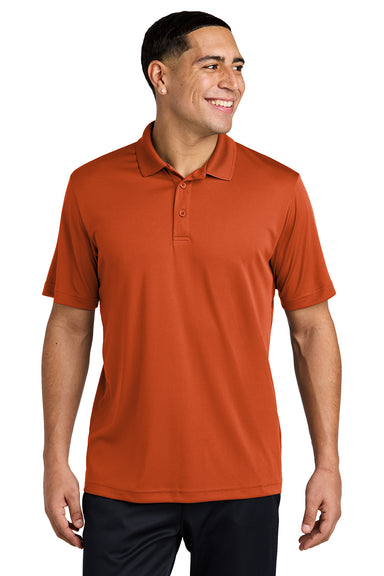 Sport-Tek ST550 Mens Competitor Moisture Wicking Short Sleeve Polo Shirt Deep Orange Model Front