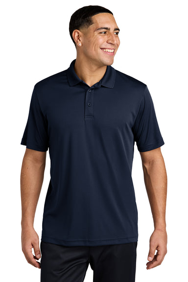 Sport-Tek ST550 Mens Competitor Moisture Wicking Short Sleeve Polo Shirt True Navy Blue Model Front