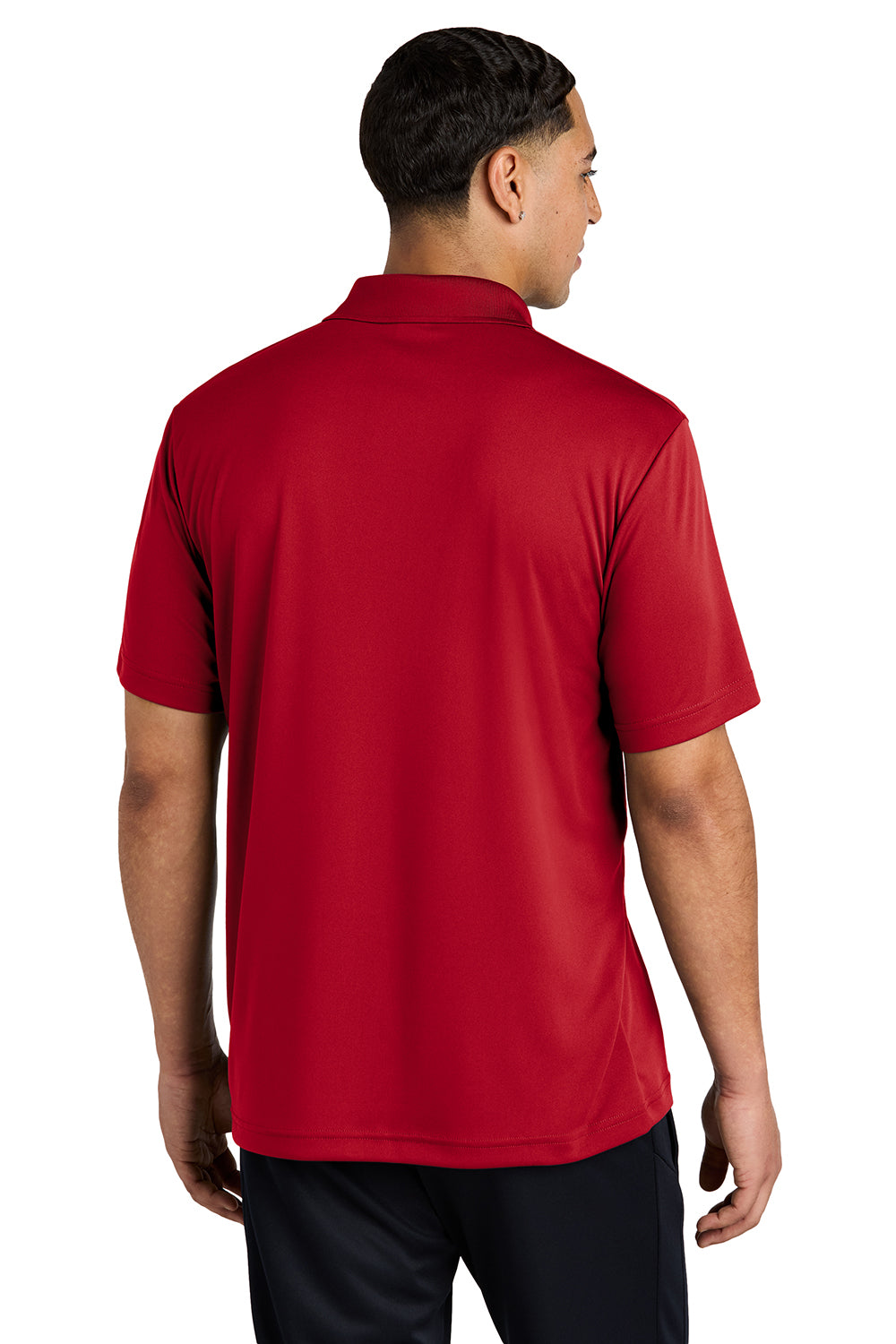 Sport-Tek ST550 Mens Competitor Moisture Wicking Short Sleeve Polo Shirt True Red Model Back