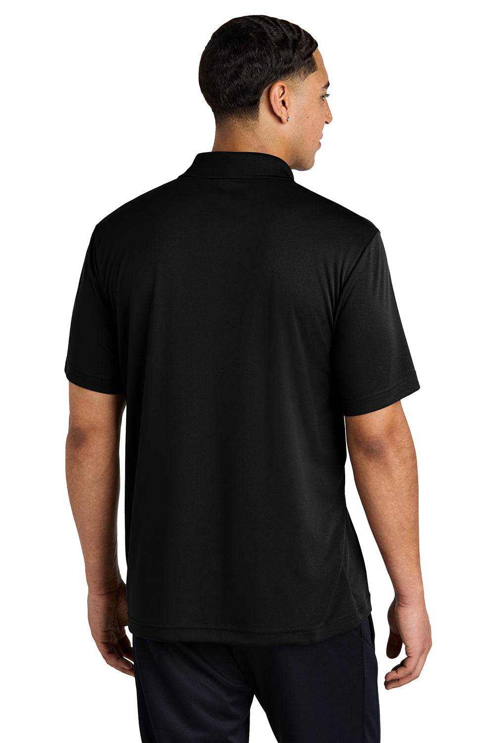 Sport-Tek ST550 Mens Competitor Moisture Wicking Short Sleeve Polo Shirt Black Model Back