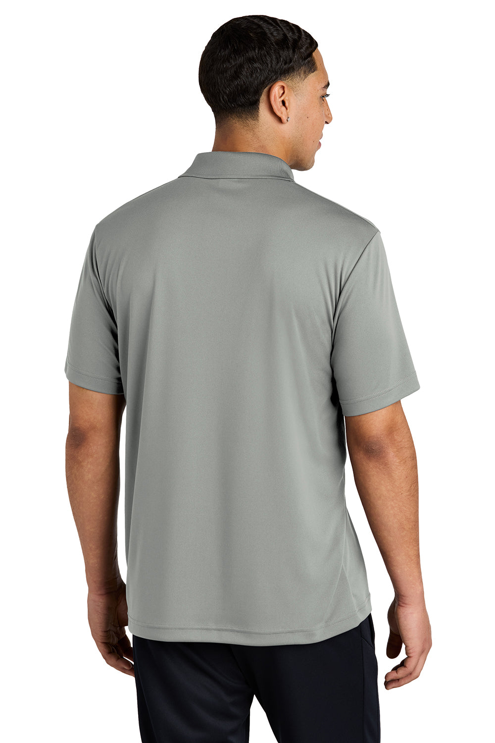 Sport-Tek ST550 Mens Competitor Moisture Wicking Short Sleeve Polo Shirt Silver Grey Model Back