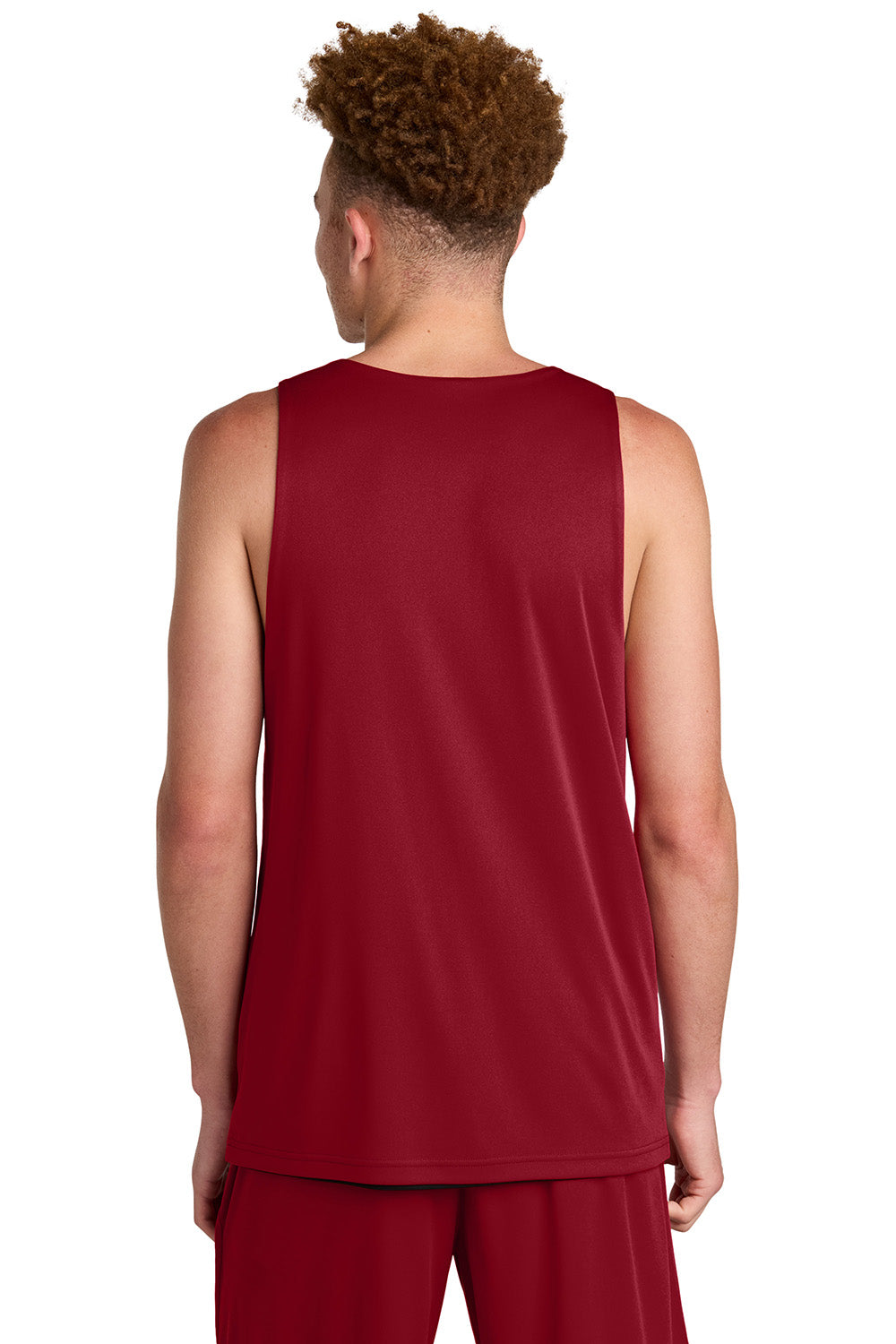 Sport-Tek ST551 Mens PosiCharge Competitor Rev Tank Top Deep Red/Black Model Back