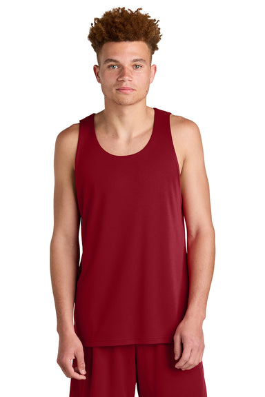 Sport-Tek ST551 Mens PosiCharge Competitor Rev Tank Top Deep Red/Black Model Front