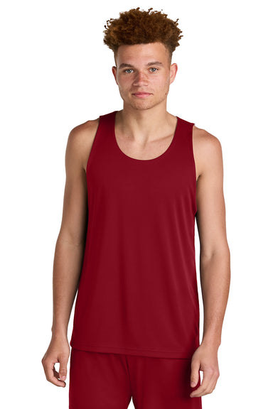 Sport-Tek ST551 Mens PosiCharge Competitor Rev Tank Top Deep Red/White Model Front