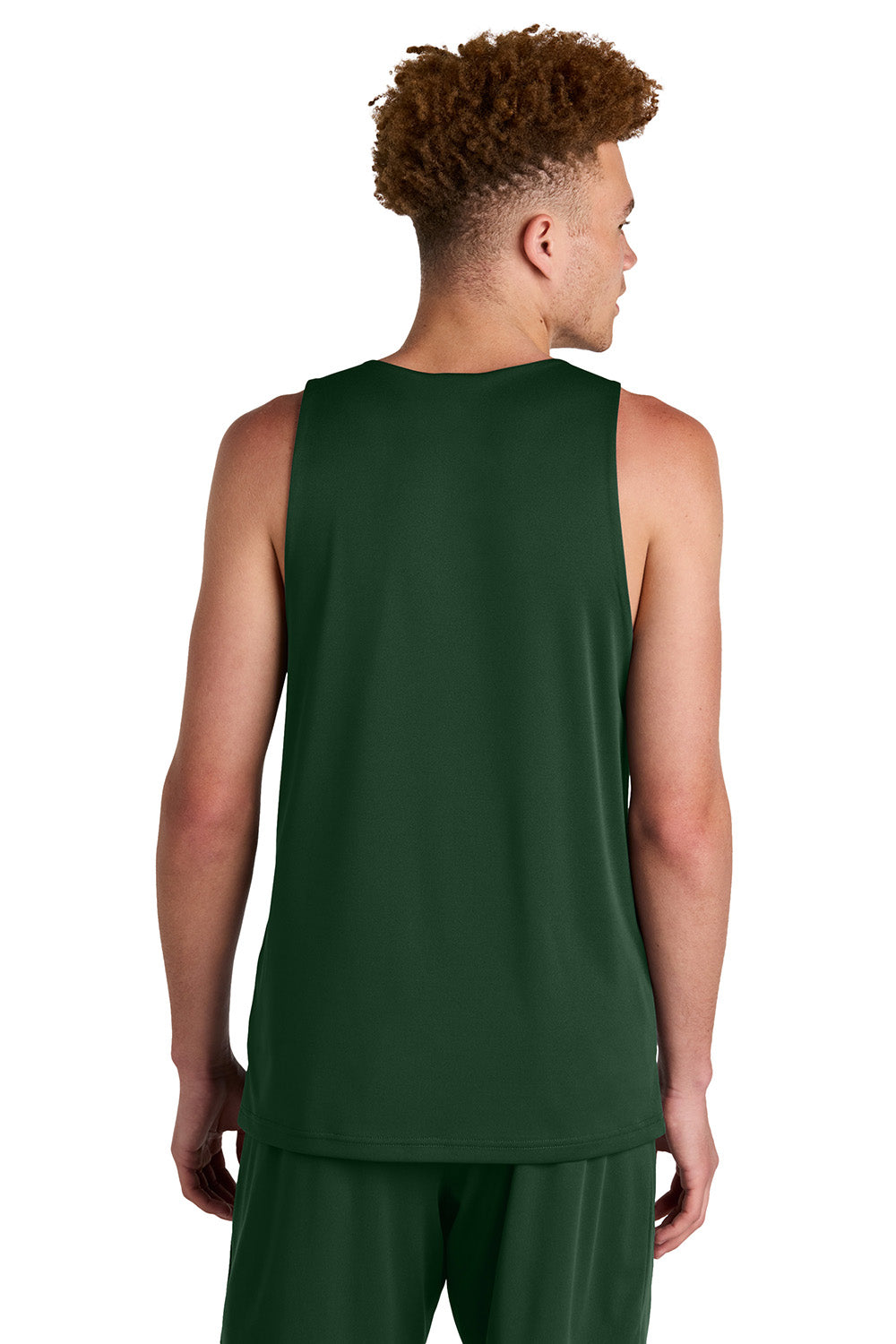 Sport-Tek ST551 Mens PosiCharge Competitor Rev Tank Top Forest Green/White Model Back