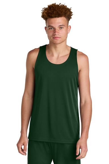 Sport-Tek ST551 Mens PosiCharge Competitor Rev Tank Top Forest Green/White Model Front