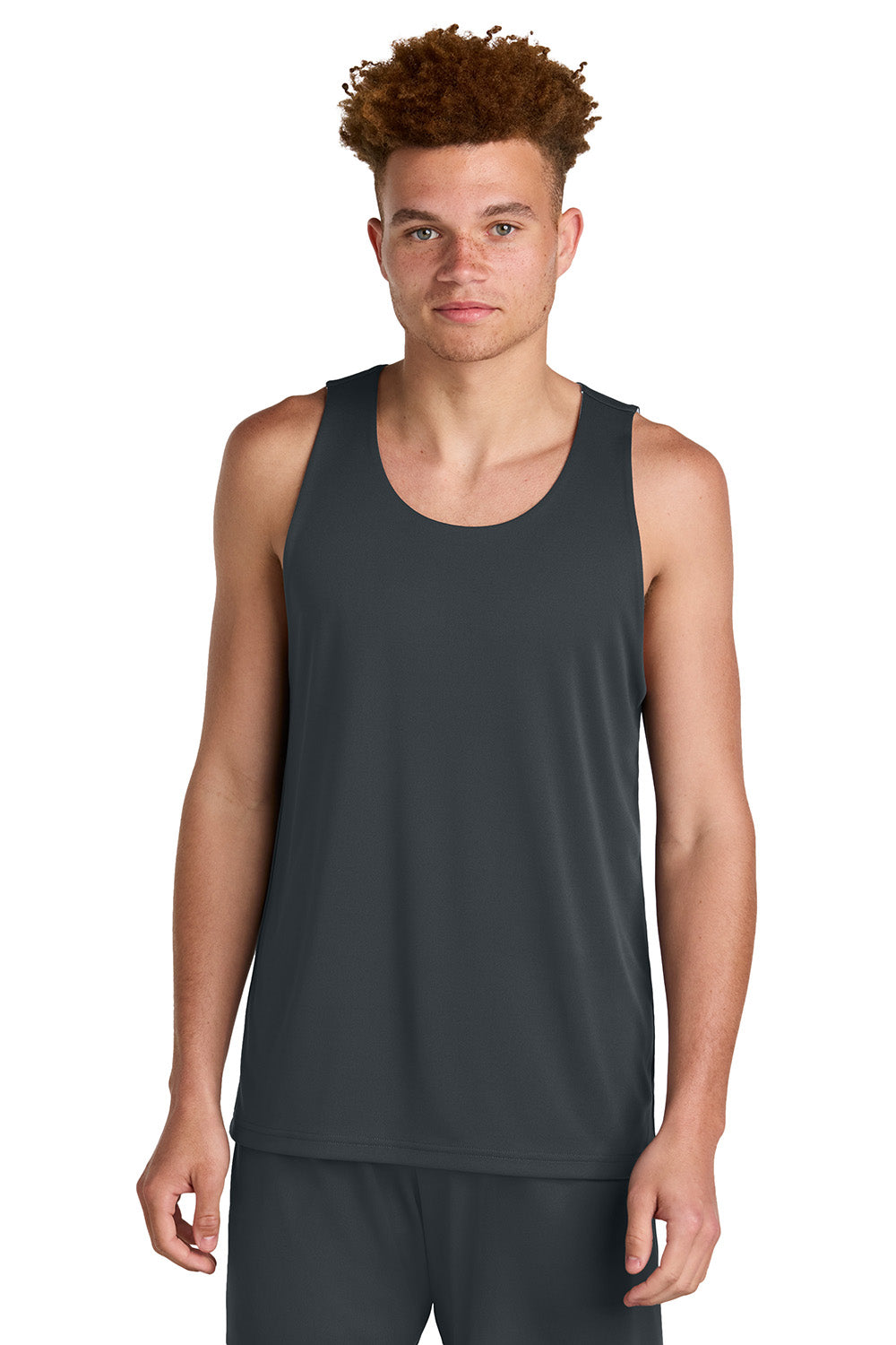 Sport-Tek ST551 Mens PosiCharge Competitor Rev Tank Top Iron Grey/White Model Front