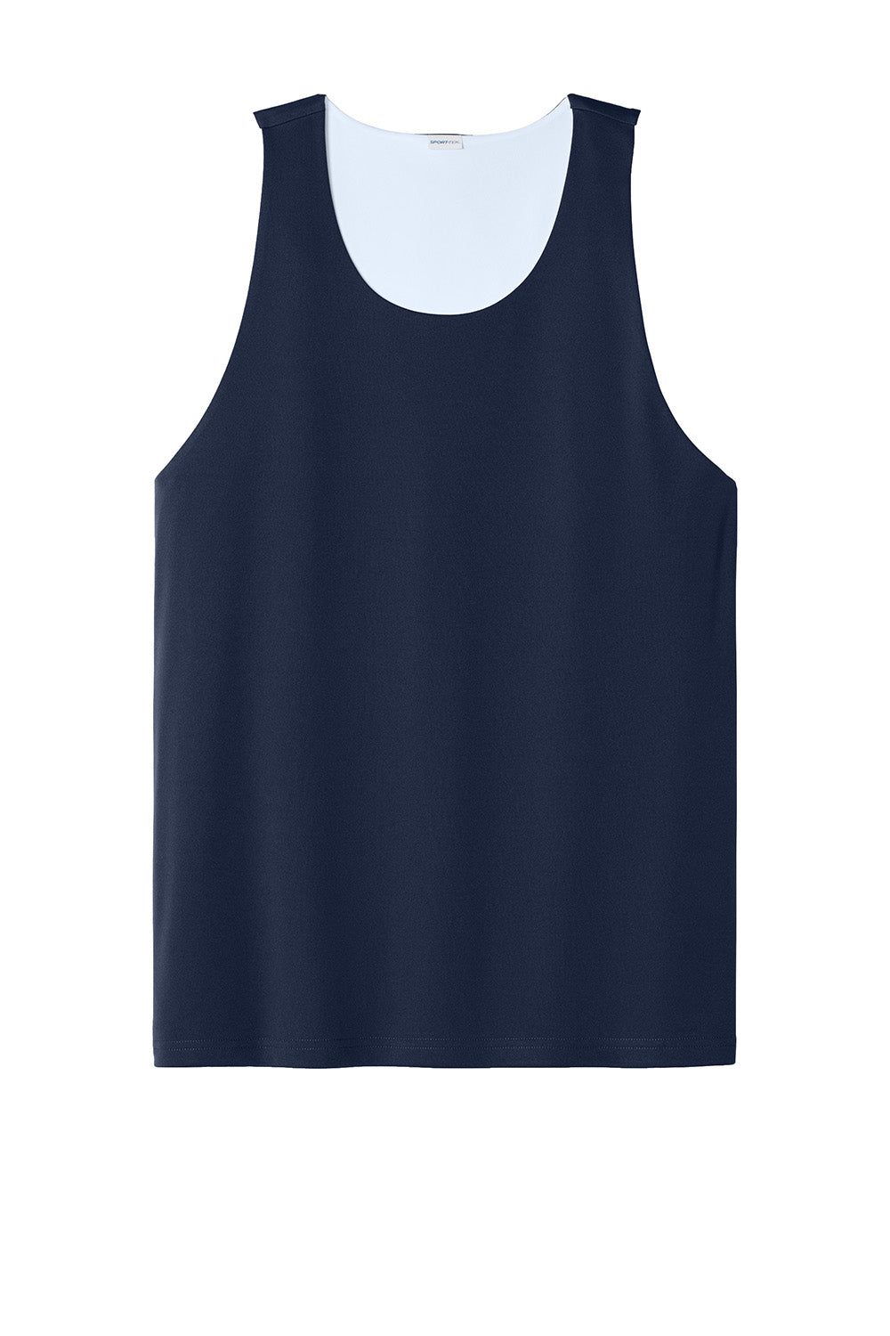 Sport-Tek ST551 Mens PosiCharge Competitor Rev Tank Top True Navy Blue/White Flat Front