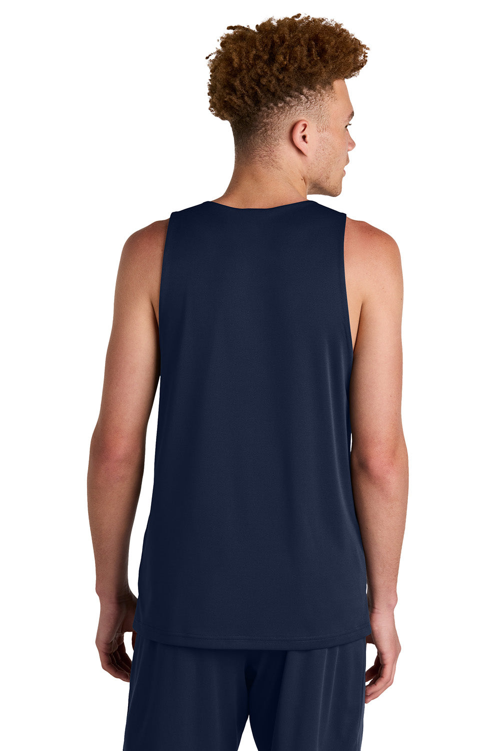 Sport-Tek ST551 Mens PosiCharge Competitor Rev Tank Top True Navy Blue/White Model Back