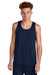 Sport-Tek ST551 Mens PosiCharge Competitor Rev Tank Top True Navy Blue/White Model Front